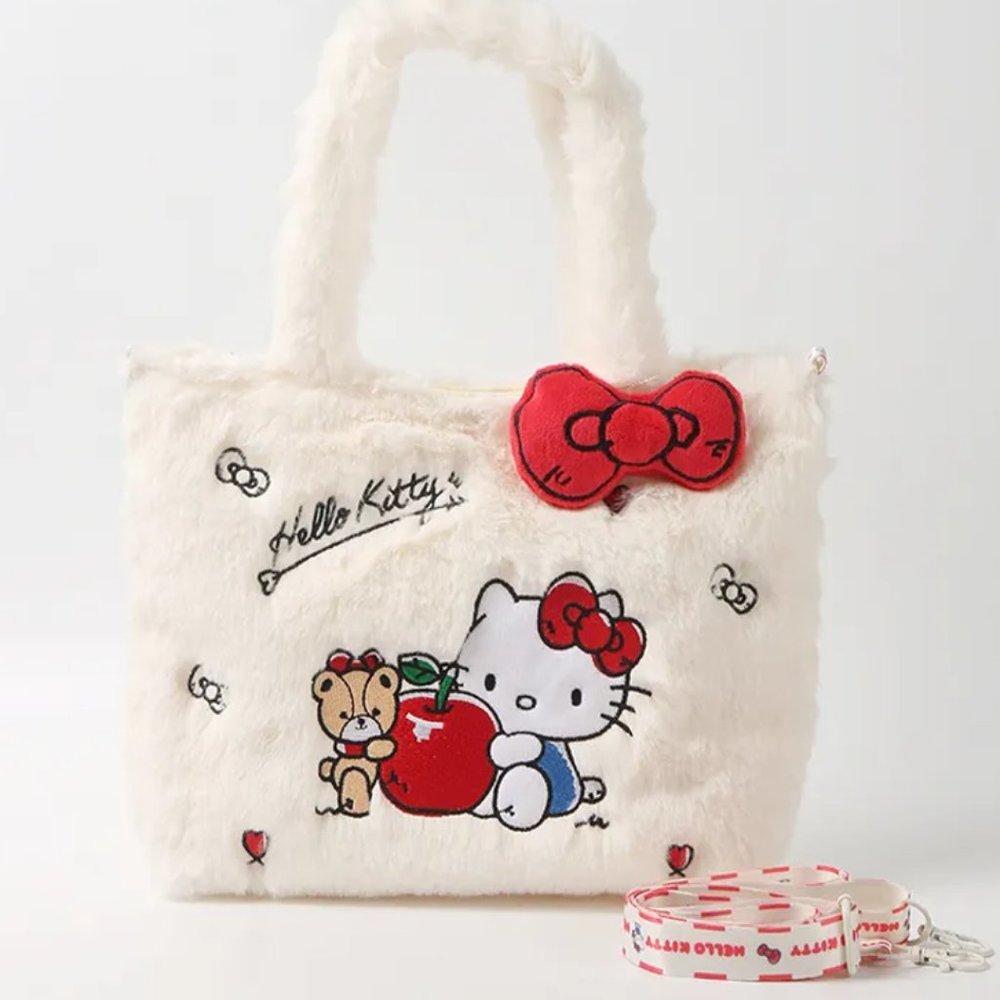 Hello Kitty Plush Embroidered Handbag } Cute Lolita Gift Bag